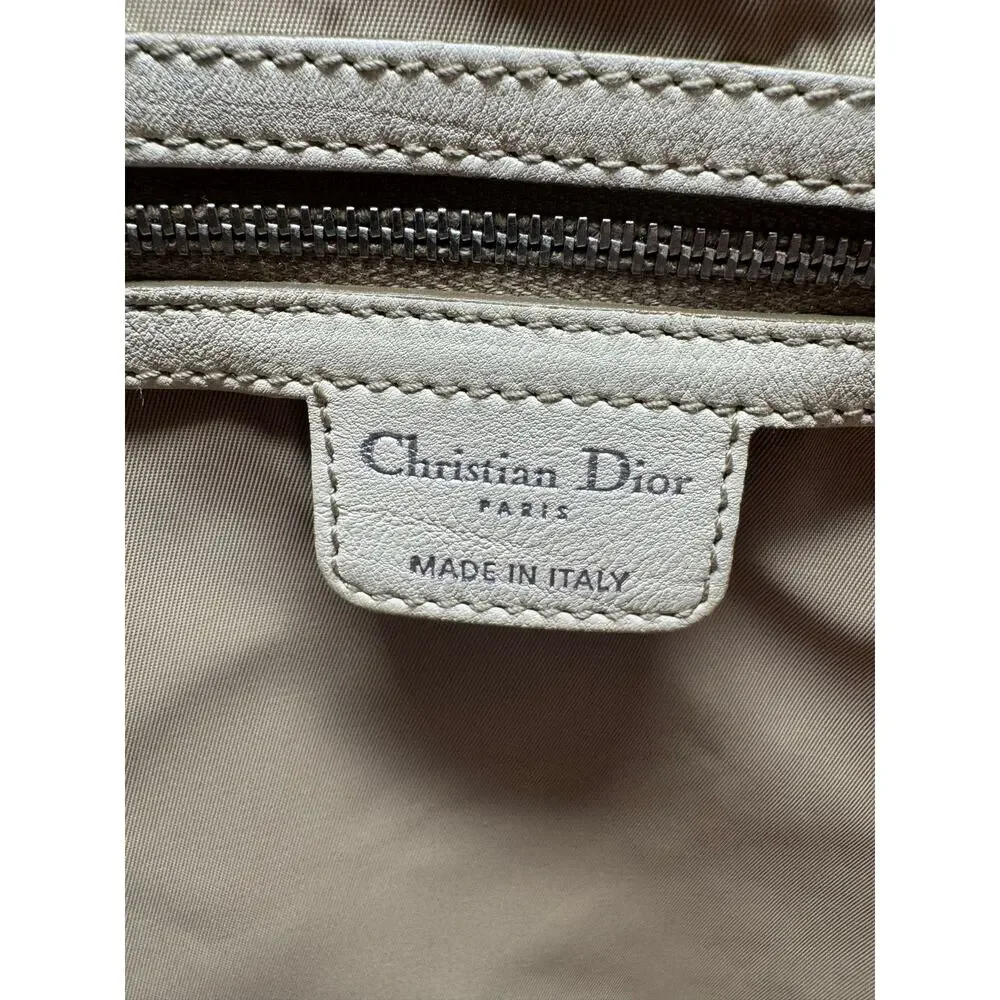 Dior Y2K John Galliano Monogram Detective Frame Beige Canvas Leather Bag